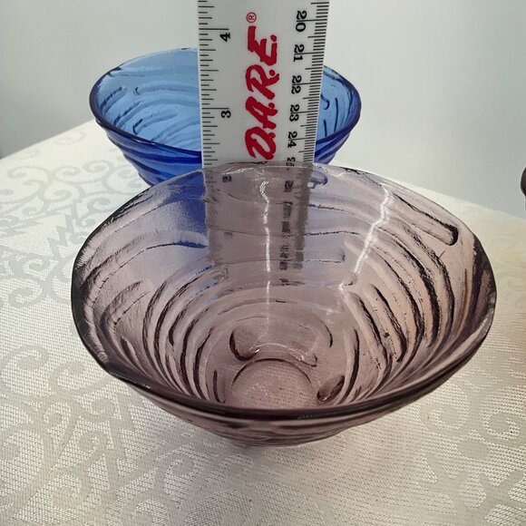 MyCo Colorful Swirl Pattern Glass Bowls Footed Set/4 - Picture 7 of 9